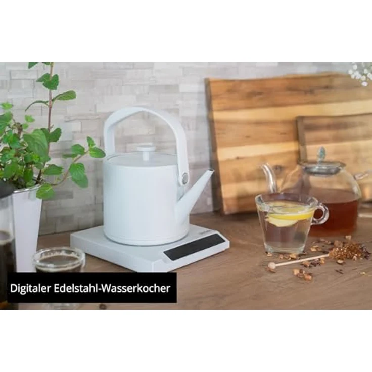 Unold 18210 Blitzkocher Clara, Wasserkocher 1.000 W, 0,6L, 360° drehbar, mit Warmhaltefunktion und 7 Temperaturen (40°C - 100°C), Weiß – Bild 4