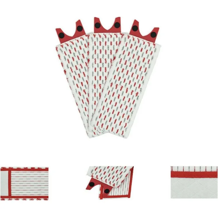 FELIXLEO Wischmopp 3er-Pack, kompatibel mit Vileda UltraMax/UltraMaT 2in1, waschbar und wiederverwendbar, 14 x 35 cm, Rot & Weiß