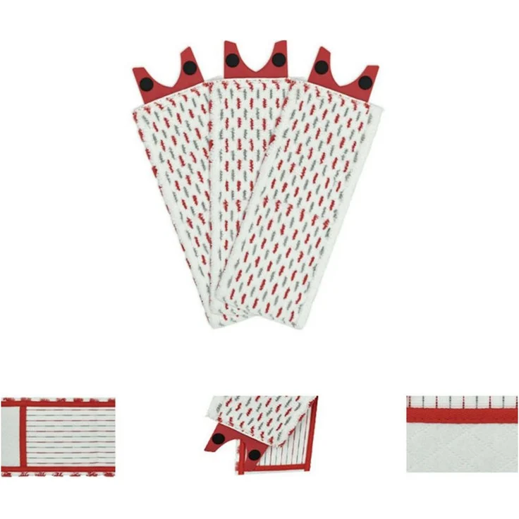 FELIXLEO Wischmopp 3er-Pack, kompatibel mit Vileda UltraMax/UltraMaT 2in1, waschbar und wiederverwendbar, 14 x 35 cm, Rot & Weiß
