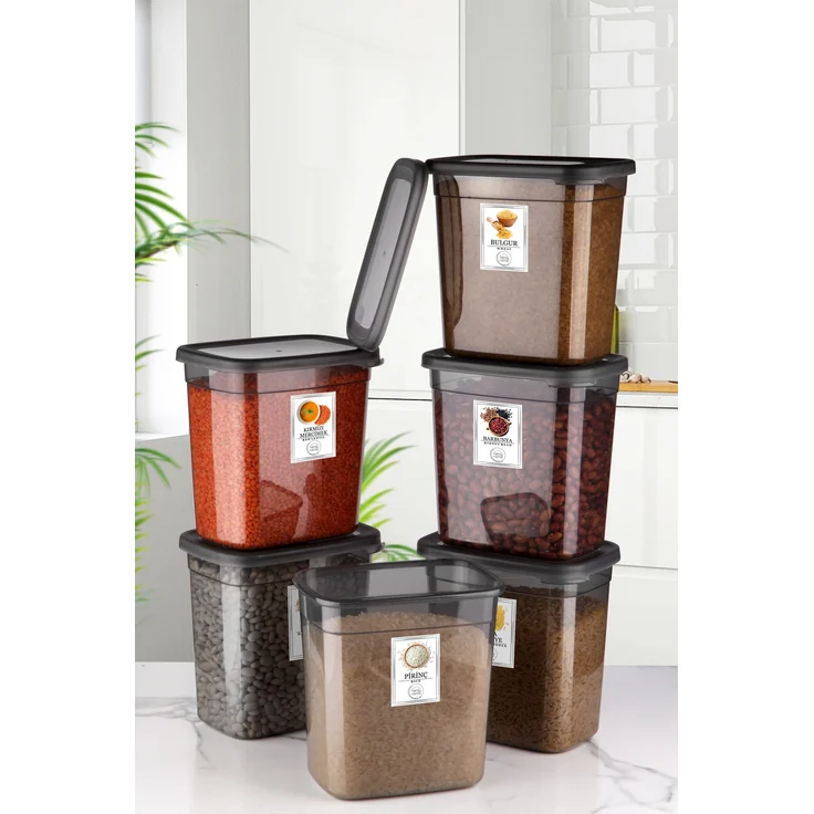 Hermia Concept BNMPEGYAR06-20 Aufbewahrungsbox-Set (6-teilig), 100 % Kunststoff, anthrazit, 16 x 11,5 x 16,5 cm, BPA-frei, mikrowellengeeignet bis 95 °C