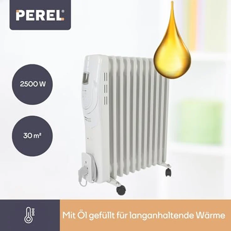 Perel Öladiator Heizkörper mit Thermostat & Zeitschaltuhr, mobile Elektrozusatzheizung, Radiator – Bild 8