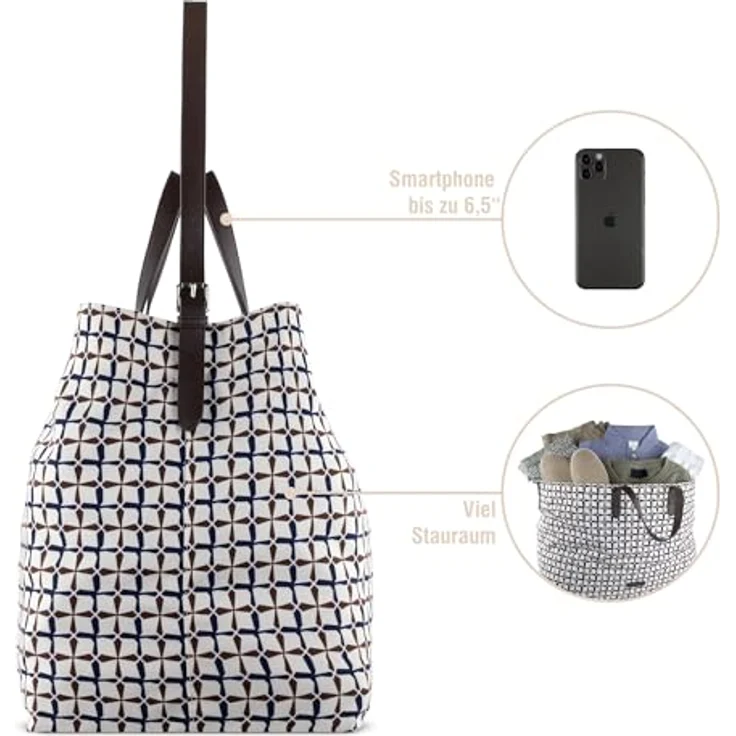 bugatti Finn Shopper Tasche XL, 77 cm x 29.5 cm x 41 cm, 100% Canvas, weiss – Bild 3