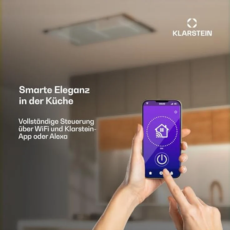Klarstein LuxeAir Dunstabzugshaube, 562 m³/h Luftstrom, A Energieeffizienz, WLAN & Touch-Steuerung, LED-Beleuchtung, schwarz – Bild 4