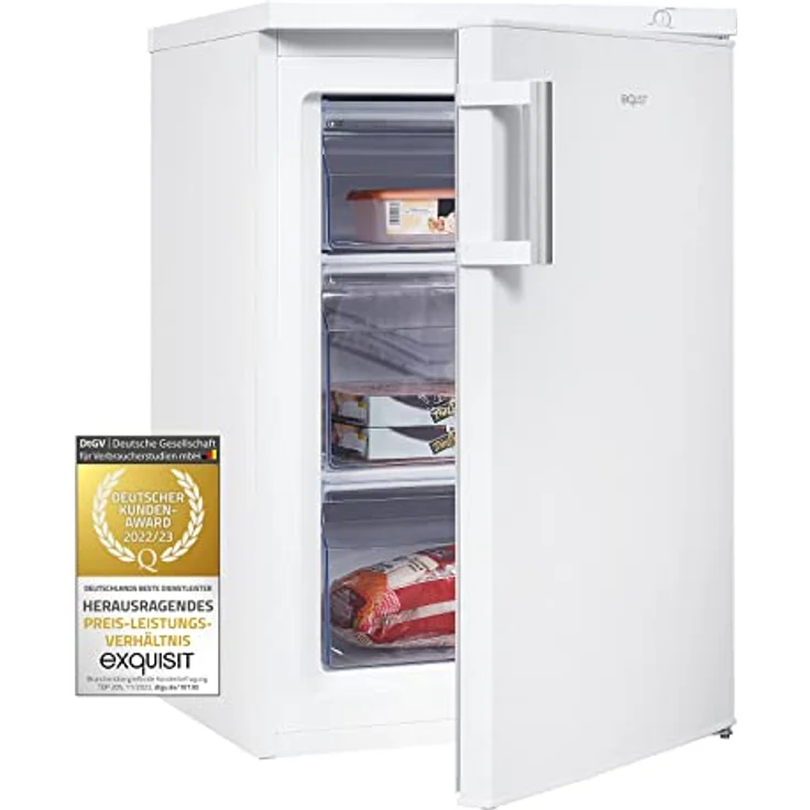 Exquisit GS81-H-010D Gefrierschrank, freistehend, weiß, Breite 56 cm, Energieklasse D – Bild 2