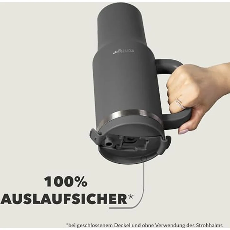 Contigo Streeterville Thermosflasche 1200 ml, isolierte Edelstahl-Trinkflasche mit Henkel und Strohhalm, Kühlt bis zu 29 Stunden, BPA-frei, spülmaschinenfest – Bild 4