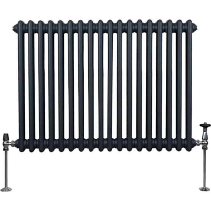 Monster Shop Traditioneller 2-Spalten-Heizkörper 600 x 832mm | Kohlenstoffstahl, Anthrazit Grau | Hohe Wärmeleistung, Stabile Montage [Inkl. Reinigungsbürste, Befestigungsset & Halterungen] – Bild 2