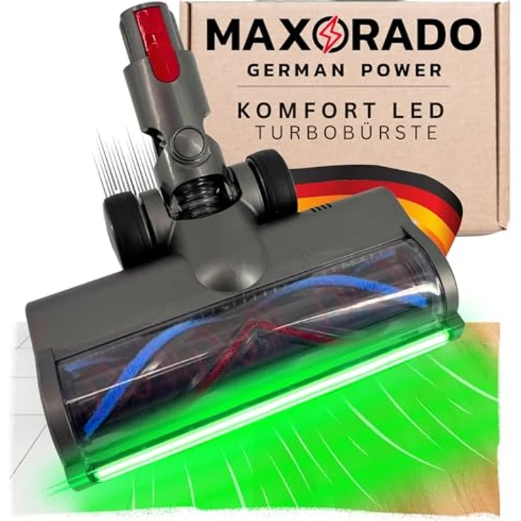 Maxorado Komfort Turbodüse mit LED Beleuchtung, elektrische Staubsaugerdüse für Dyson V7 V8 V10 V11 V15, stärkere Beleuchtung, extreme Saugleistung, flexibles Handling – Bild 1