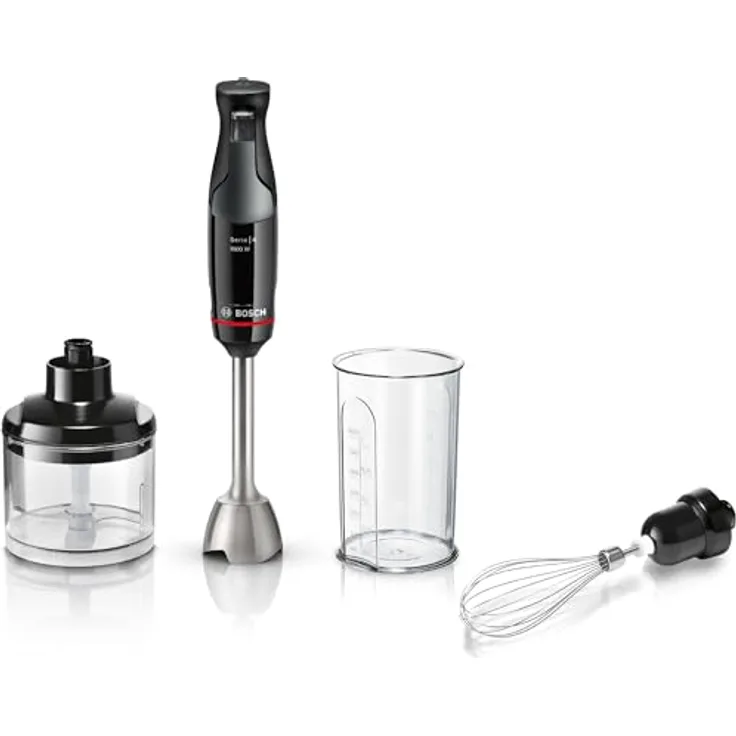Bosch, Stabmixer, ErgoMaster Serie 4, 1000 Watt, dynamische Geschwindigkeitsregelung, QuattroBlade System, Zubehör inklusive, MSM4B621