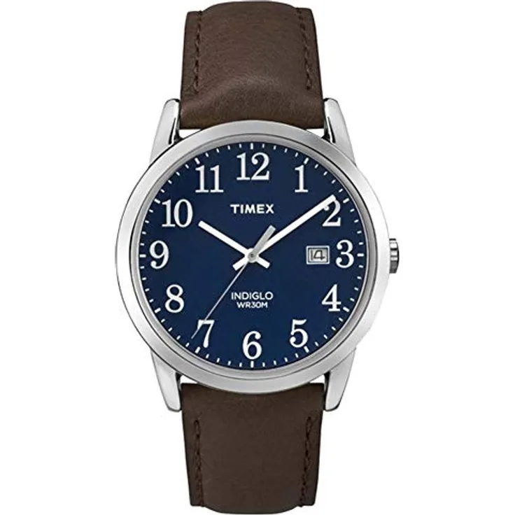 Timex Easy Reader TW2P75900, Herren-Armbanduhr mit analogem Uhrwerk und braunem Lederarmband, 38 mm