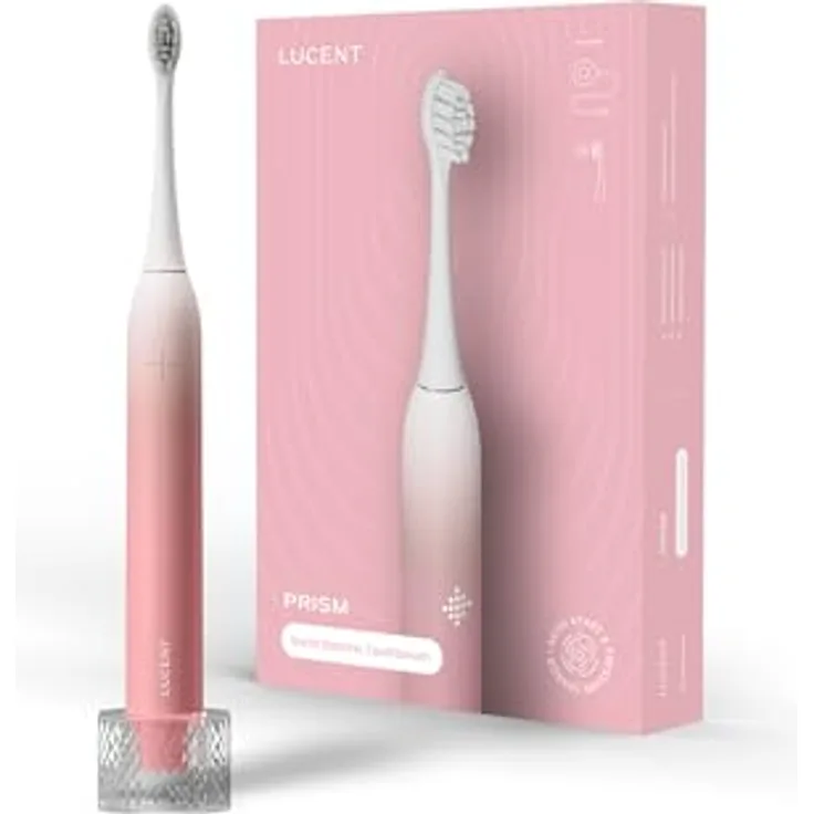 Be Lucent Lucent Prism Elektrische Zahnbürste – Mit automatischer Aktivierung, 60 Tage Akkulaufzeit, Smart-Timer, Drucksensor, kabelloses Laden, wasserdicht IPX8, Pink Bliss