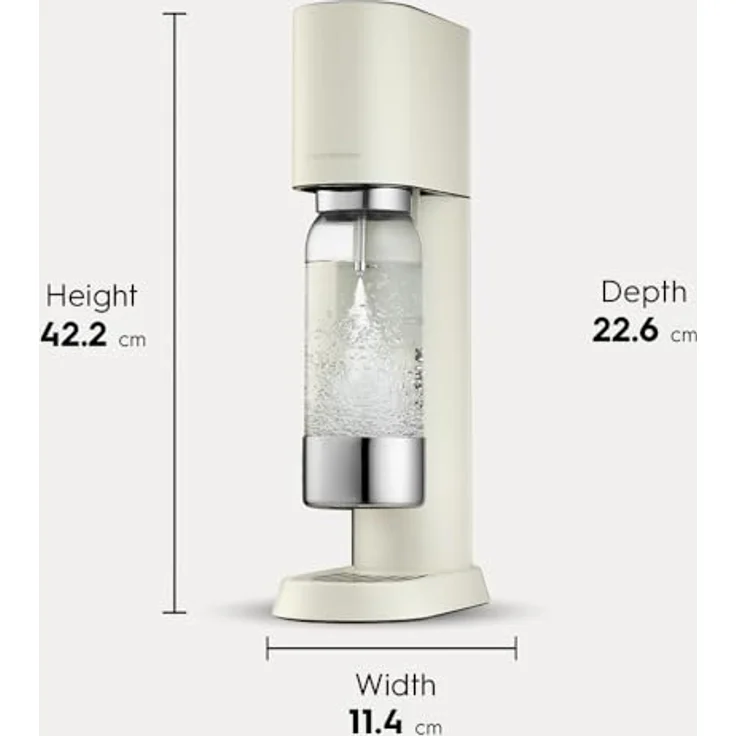 SodaStream ensō Sprudelwassermaschine, 1 l spülmaschinenfeste Flasche + 60 l CO2-Nachfüller, sandweiß – Bild 3