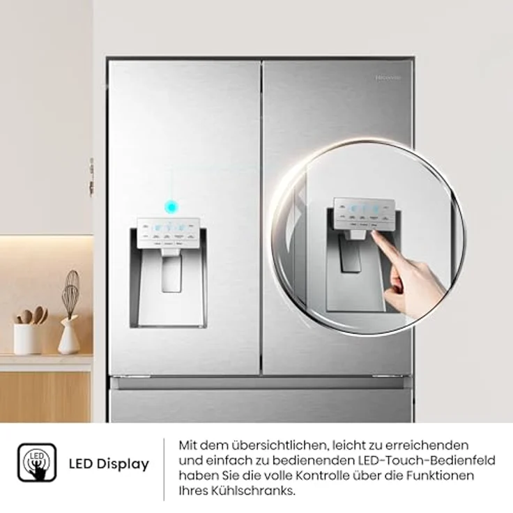 Hisense RF 728 N 4 SASE French-Door-Kühlschrank, freistehend, inoxfarben, NoFrost, Breite 91.4 cm, Energieklasse E – Bild 15
