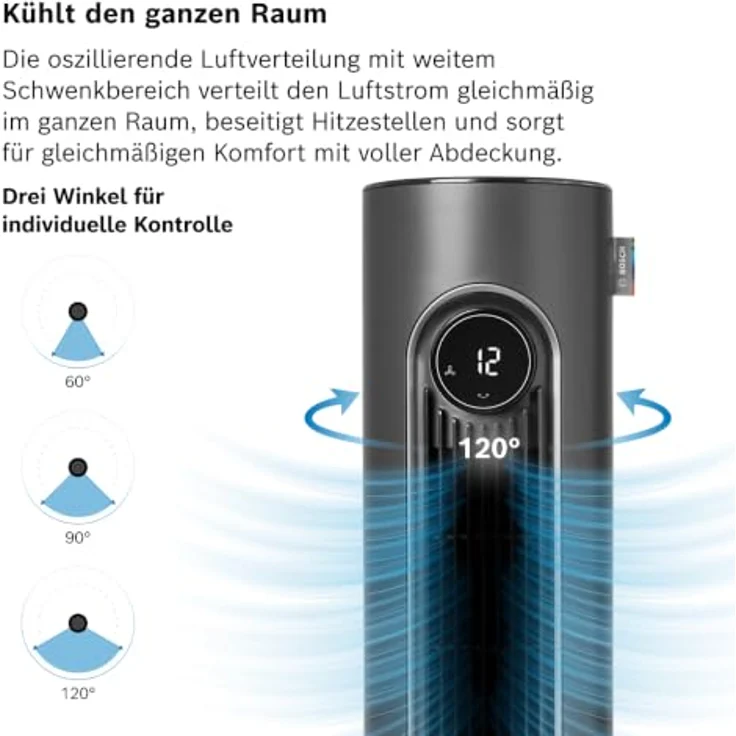 Bosch Home Comfort Tower Fan 6000 EU, Turmventilator mit 12 Geschwindigkeitsstufen und leisen DC-Motor – Bild 4