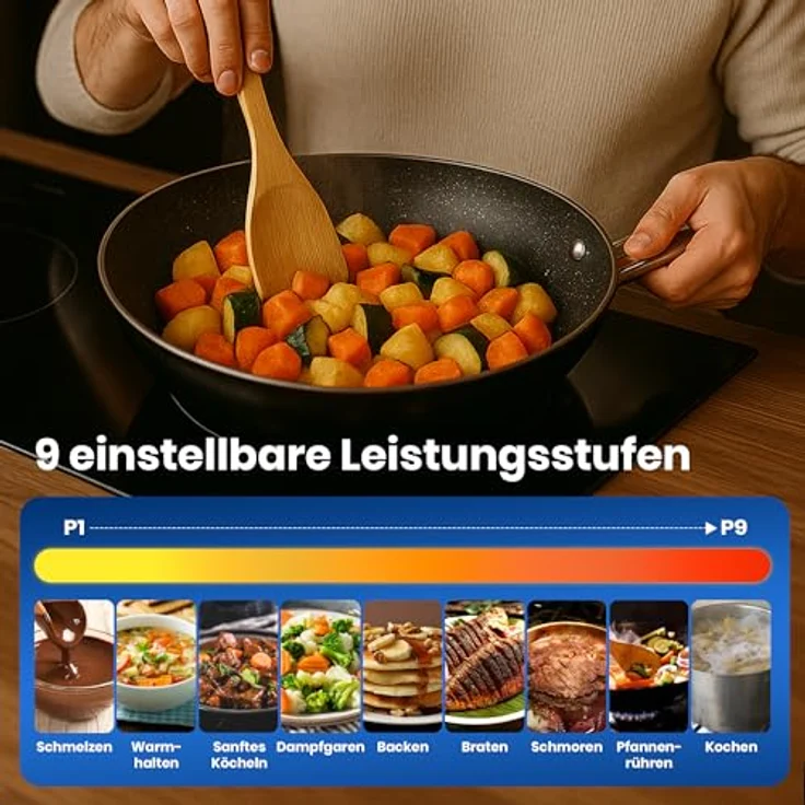 Heinner HBHI-M2ZB1FXTC, Zonen-Induktionskochfeld, integrierte Bauweise, 28.8 cm, 2 Zonen, Schwarz, Glasoberfläche – Bild 4