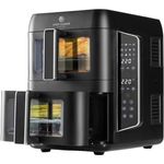 CHEF CUISINE International Air Fryer Dual Zone, Heißluftfritteuse schwarz, 2.400 W, 2 Schubladen à 4,5 L, SYNC-Funktion, 12 Pre-Set Programme, digitaler Timer