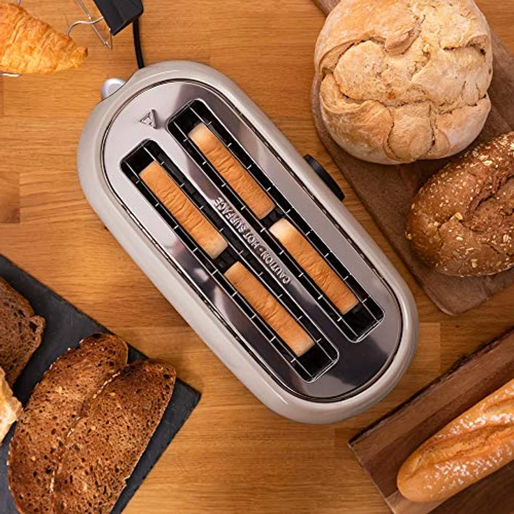 Cecotec Tostadora digital ClassicToast 8000, 2 Extra breiten und langen Schlitzen, 1500W, 6 Bräunungsstufen, inkl. Brötchenaufsatz, beige double  – Bild 3