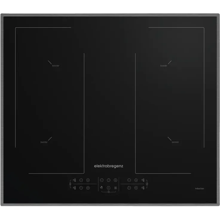 Elektrabregenz MIS6497FX, Induktionskochfeld 60 cm mit Touch Control, 4 Kochzonen, Edelstahlrahmen