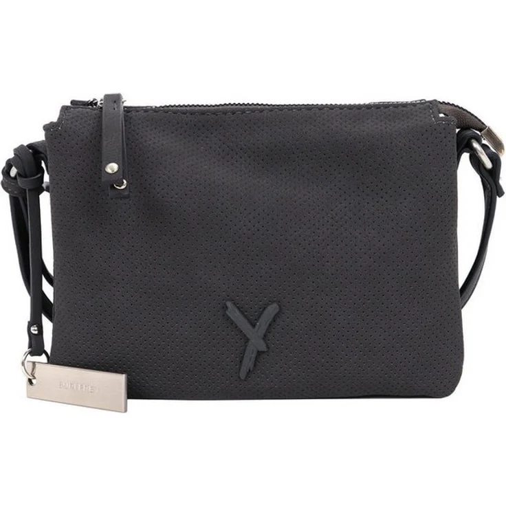 SURI FREY Umhängetasche SFY Romy, für Damen in Uni-Design mit Lasercut-Optik, Feinsynthetik, PETA-Approved Vegan, samtige Haptik, Quaste, 21 x 17 x 8 cm, schwarz – Bild 1