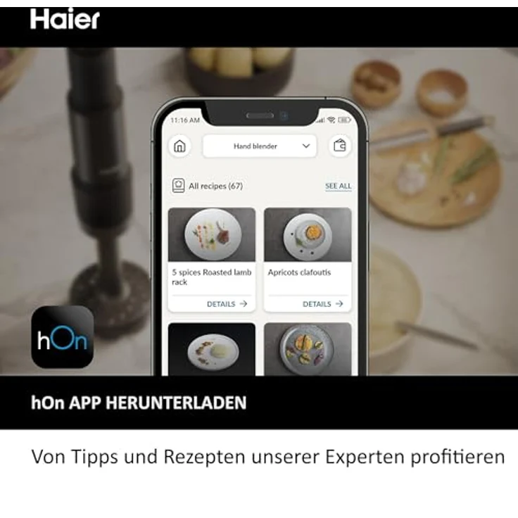Haier I-Master 5 Serie Immersionsmixer, Stabmixer mit 3 scharfen Klingen, 2 Rührbesen und Zerkleinerer, Schwarz – Bild 11