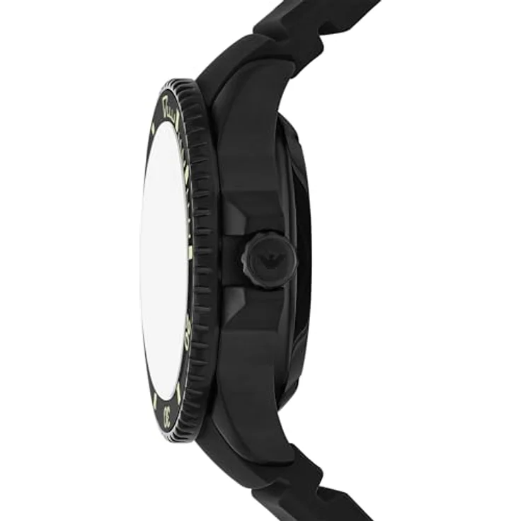 Emporio Armani Armbanduhr für Herren, Quartzwerk, 42,5 mm, Edelstahlgehäuse, grünes und schwarzes Zifferblatt, Silikonband, wasserdicht bis 200 m – Bild 3