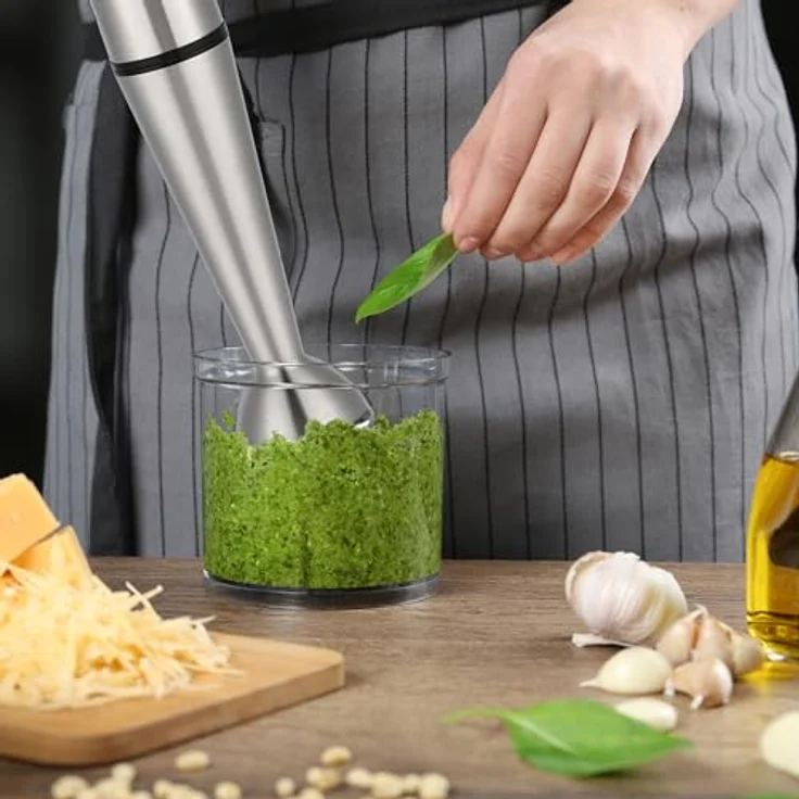 Retoo Stabmixer 1200W Turbo, Pürierstab mit stufenloser Geschwindigkeitsregelung, kompakt, Silber – Bild 7