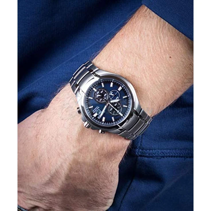 Citizen Armbanduhr Herren Chronograph Eco Drive Titanium CA0700 86L, Quarzuhr, 43 mm, silber – Bild 5
