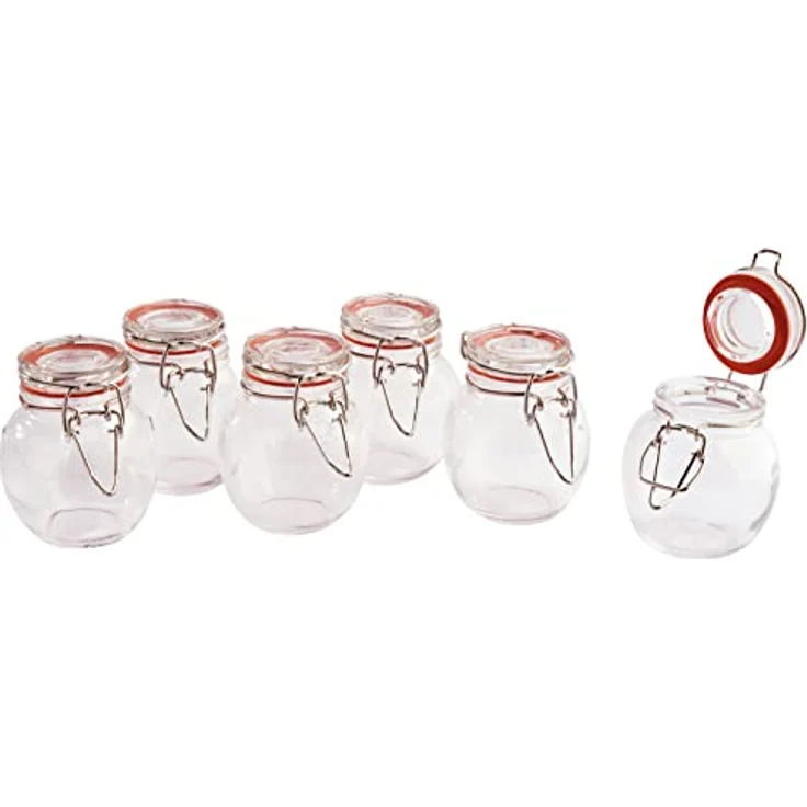 VBS Mini-Bügelglas Set, 6 bauchige Aufbewahrungsgläser, 120 ml, Klarglas mit Metallverschluss, 9 cm hoch, Ø 6 cm – Bild 2