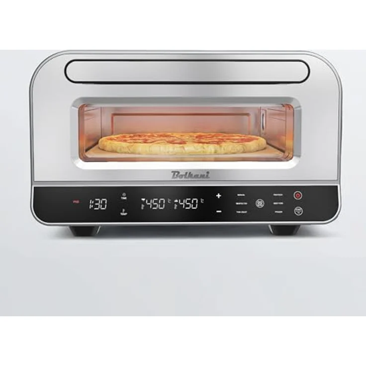BOLKANI Elektrischer Pizzaofen, 1700W mit Pizzastein und Pizzaschieber, 450°C für knusprige Pizza in 2 Minuten, Timer und Innenbeleuchtung – Bild 9
