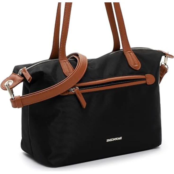 EMILY & NOAH Shopper E&N Jarina, Damen Tasche aus strapazierfähigem Nylon mit verstellbarem Umhängeriemen, schwarz – Bild 6