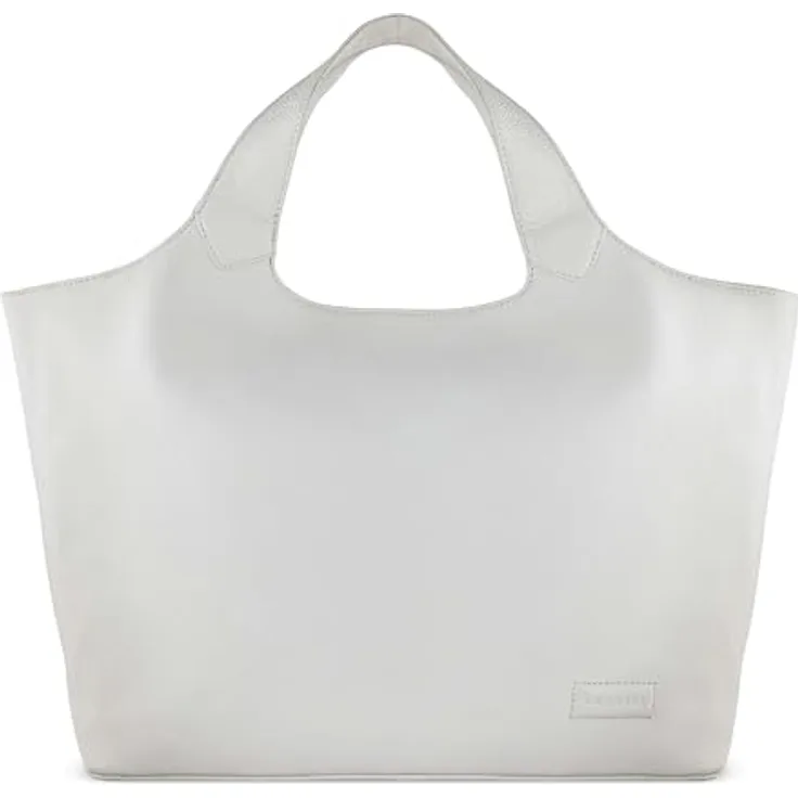 bugatti Elsa Shopper Tasche L, 100% Leder, 50 cm mit Laptopfach, weiß
