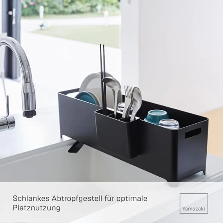 Yamazaki Trockenständer »Tower«, Zubehör für innen, Spülbecken, Abtropfgestell, Abtropfkorb, schmal, Abtropfschale mit Ablauf – Bild 3