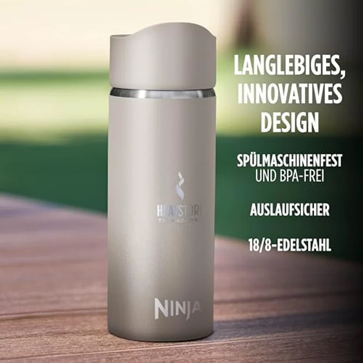 Ninja 400 ml Sip Perfect Thermosflasche für Heißgetränke, BPA-frei, spülmaschinenfest, HEATSTORE-Technologie, Stone, DW1603EUUKST – Bild 3