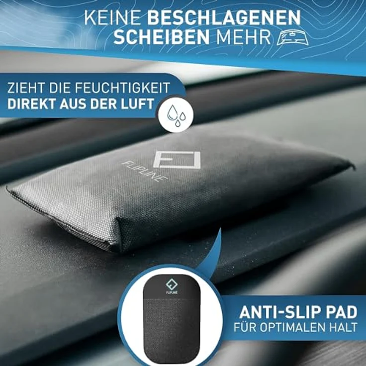 DS Produkte FLIPLINE Auto-Luftentfeuchter mit Naturgranulat, wiederverwendbar, 400 ml Feuchtigkeitsaufnahme, inklusive Anti-Rutsch-Pad – Bild 2