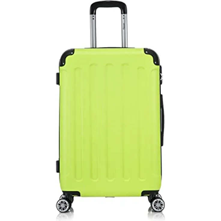 Flexot® Flex-2045 Koffer Zwillingsrollen Reisekoffer Trolley Hartschale (XL, Neon-Gelb)
