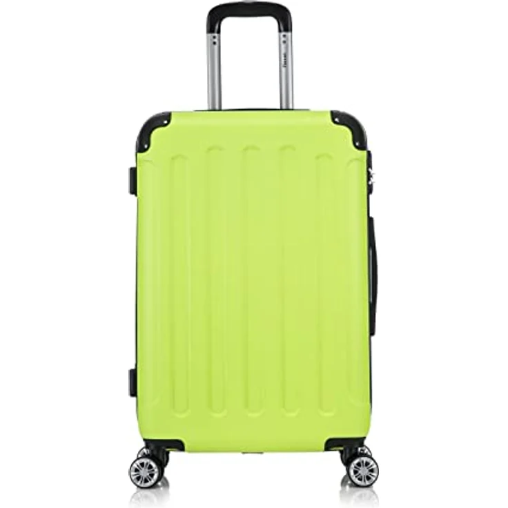 Flexot® Flex-2045 Koffer Zwillingsrollen Reisekoffer Trolley Hartschale (XL, Neon-Gelb) – Bild 1