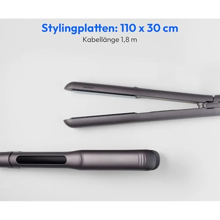 MEDION LIFE® HS1 Glätteisen, Keramik-Turmalin-Platten, 5 Hitzestufen (165-210°C), Ionen-Technologie, Display, Abschaltautomatik, schwarz – Bild 6