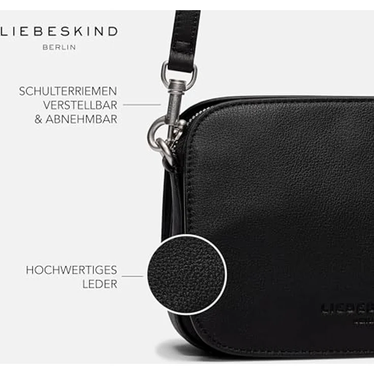 Liebeskind Berlin Umhängetasche NOOS HARRIS Luka, Leder, Midnight Sky, mit Reißverschluss und abnehmbarem verstellbarem Schulterriemen – Bild 4