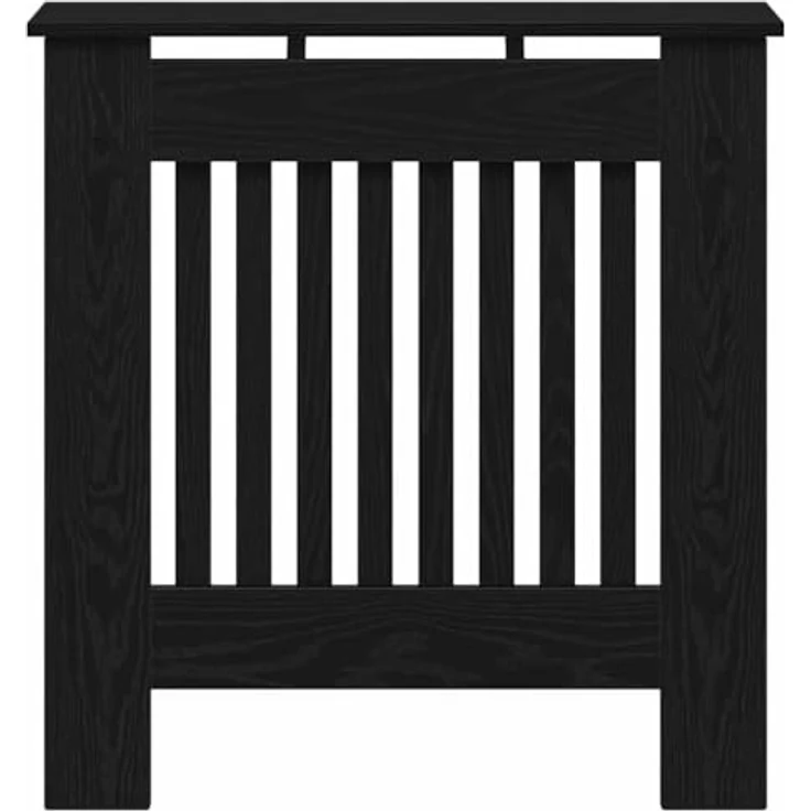 vidaXL Heizkörperabdeckung Schwarz Eichen-Optik, Moderner rechteckiger Heizkörper-Schutz mit vertikalen Schlitzen, kindersicher, 78 x 19 x 81,5 cm – Bild 4