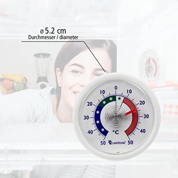 Lantelme Kühlschrankthermometer Set, 3 Stück Bimetall Analog, selbstklebend, Temperatur -50°C bis +50°C, grau für Kühlschrank und Gefrierschrank – Bild 2