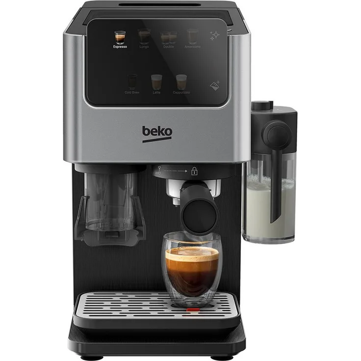 BEKO Kaffeevollautomat CED 7524 X, 20 Bar Pumpendruck, BrewSense™ Technologie, grau/schwarz, 1,5 l Wassertank, 300 ml Milchbehälter, 7 Kaffeespezialitäten