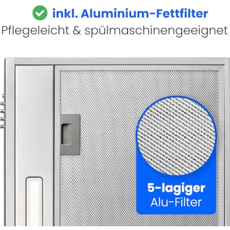 Bomann® Dunstabzugshaube DU 7613 inox, 60 cm Unterbau, Umluft- und Abluftbetrieb, 222 m³/h, LED-Beleuchtung, inklusive Montage-Material – Bild 7