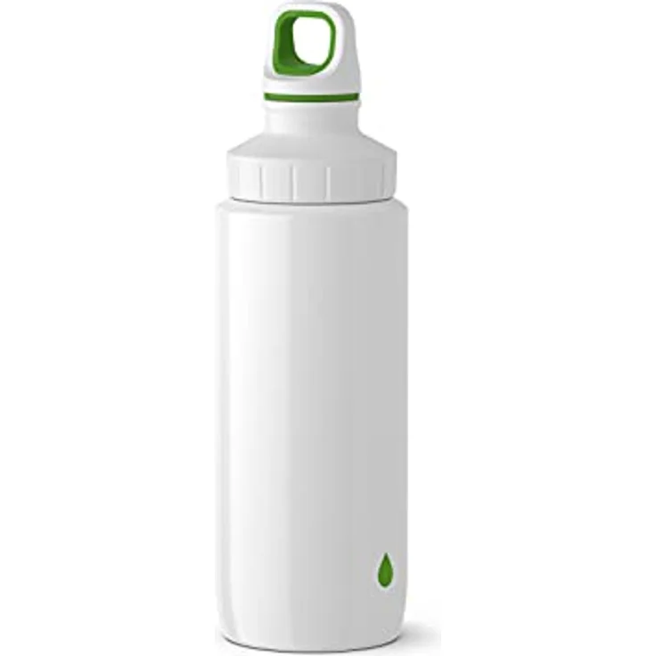 Emsa Light Steel 518356 Edelstahl Trinkflasche, 0,6 Liter, Schraubverschluss, Drop Green – Bild 2