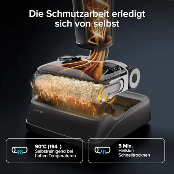 Roborock F25 XT, Kabelloser Nass-Trockensauger mit 20.000 Pa Saugleistung, Wischfunktion, 90°C Selbstreinigung, Heißluft-Trocknung, 180° Lie Flat, WLAN – Bild 5