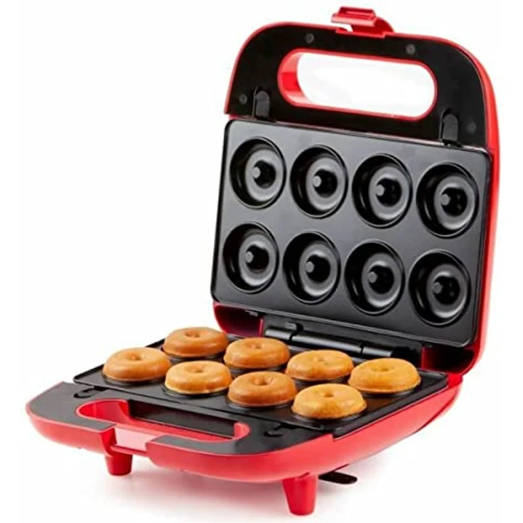 Domo DO9242W 5in1 Sandwich-Toaster, für Waffeln, Donuts, Sandwich, Burger, 750 Watt, Cool-Touch-Gehäuse, Antihaftbeschichtung, rot – Bild 2