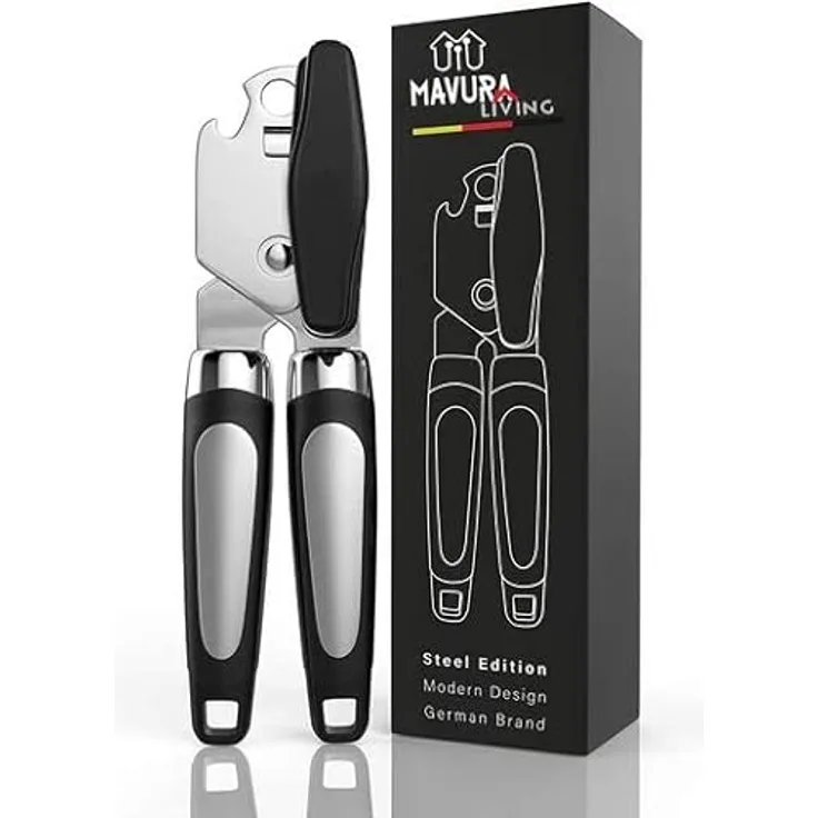 MAVURALiving Edelstahl Dosenöffner Universal Büchsenöffner mit Flaschenöffner Funktion Flaschen Dosen Büchsen Öffner Deckelöffner