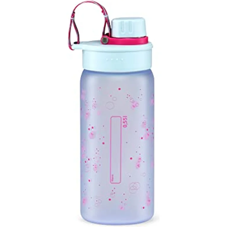 Trinkflasche BPA-frei 550 ml, auslaufsicher und Kohlensäure geeignet, Spülmaschinengeeignet, doppelwandig isoliert Bubbles - Hellblau – Bild 4