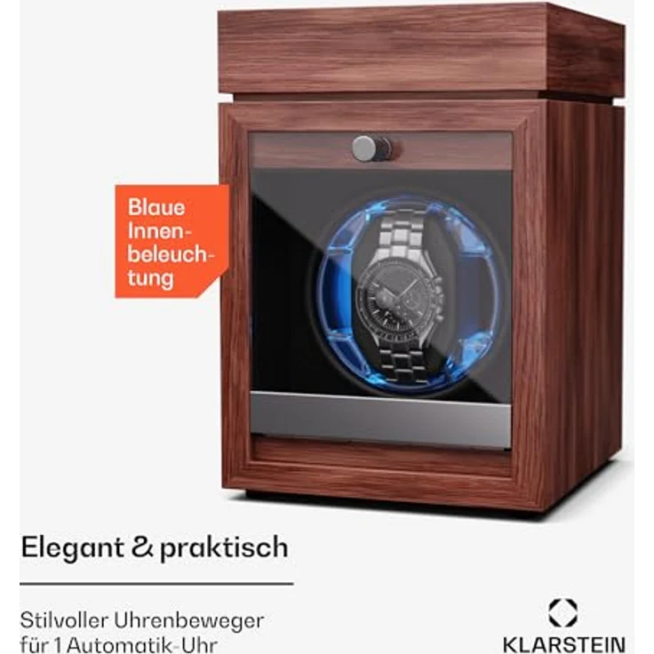 Klarstein Uhrenbeweger Brienz 1, Uhrendreher für 1 Uhr mit Acryl-Tür und blauen LEDs, 4 TPD Einstellungen – Bild 3