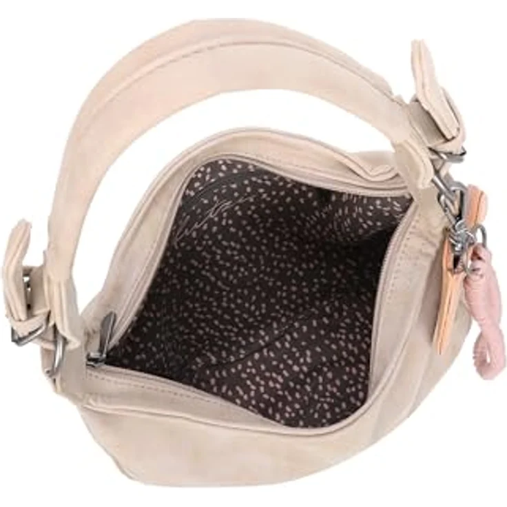 Fritzi aus Preußen Fritzi Hobo Vintage Schultertasche, 33 cm, geräumig mit Reißverschluss- und Handyfach, Beige – Bild 3