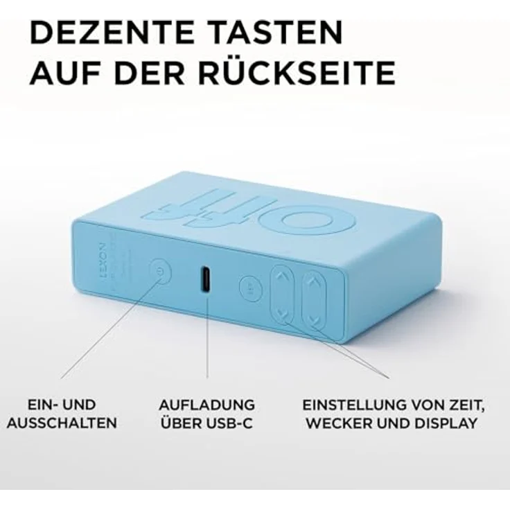 Lexon Mimosa Flip Classic, Digitalwecker mit Tonsensor, Touch-Steuerung und USB-C Aufladung, gelb – Bild 6