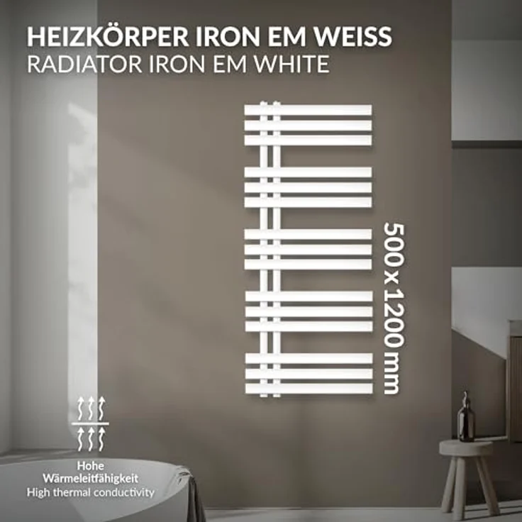 LuxeBath Badheizkörper 2in1, Heizkörper und Handtuchwärmer, anthrazit, B x H: 4 x 120 cm – Bild 2